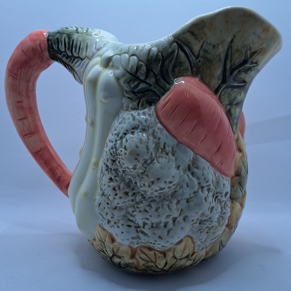 Vintage Lillian Vernon Garden Vegetable Pitcher Ceramic 7.5 Inches Tall - Picture 4 of 9